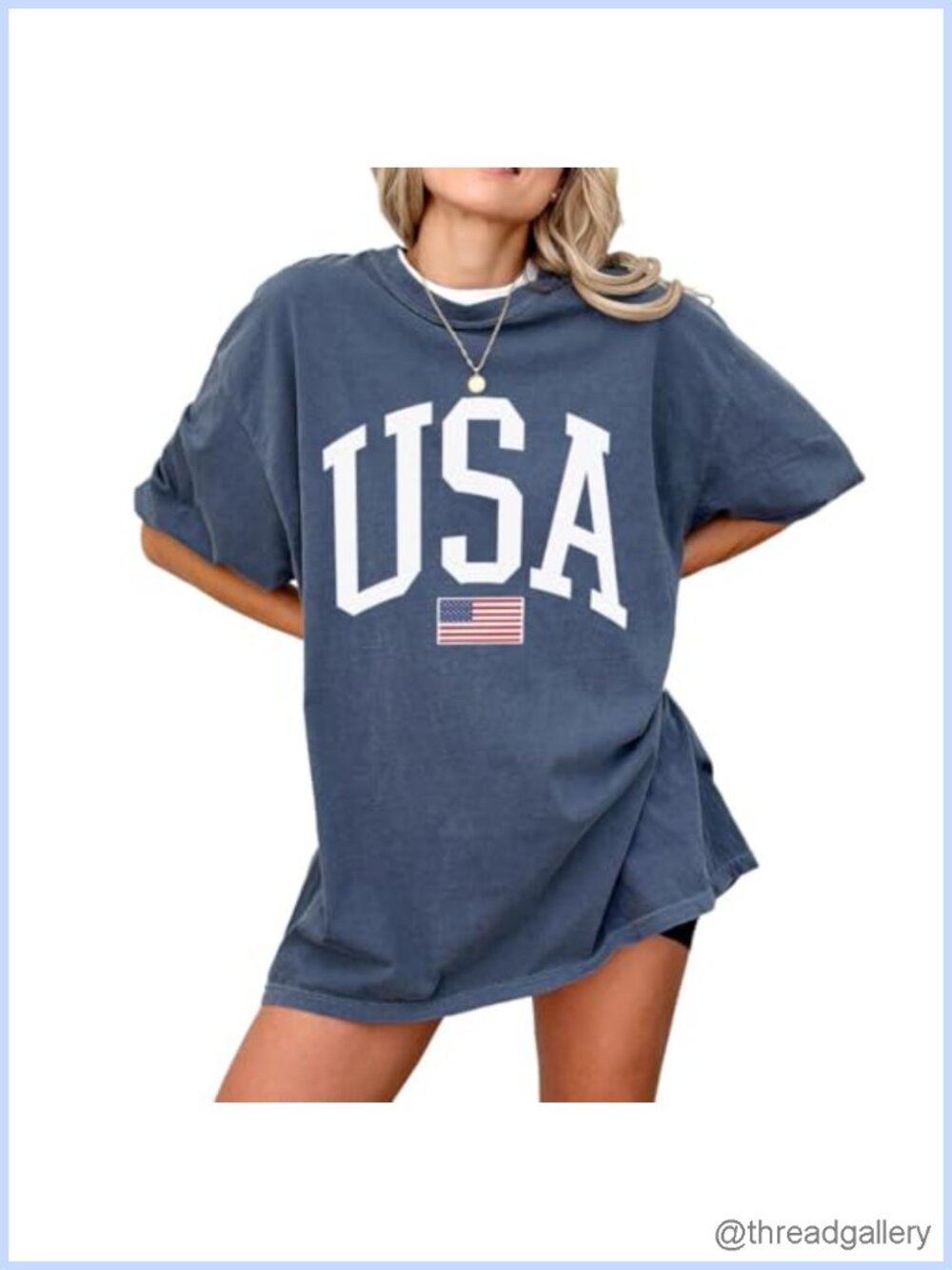 Patriotic USA Flag Graphic T-Shirt 100% Ringspun Cotton Crew Neck Tee